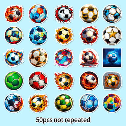 ⚽️ 50Pcs Football Stickers – Cool Waterproof PVC for Bottles, Laptops & More Kawaii Stickers