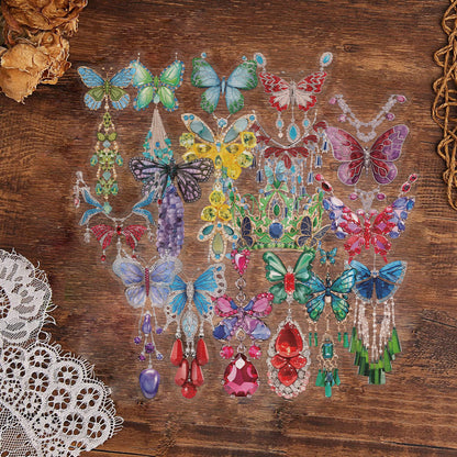 50pcs Transparent Butterfly Stickers 🦋 Waterproof PET, Reusable Planner & Water Bottle Decals Kawaii Stickers