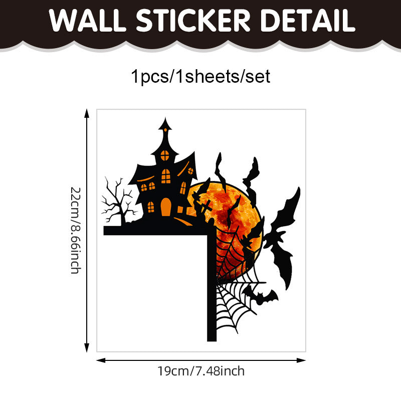 🎃 Halloween Stickers Ghost Witch Silhouette Party PVC Self-Adhesive Wall Decals 👻 Castle Stickers*1set Kawaii Stickers