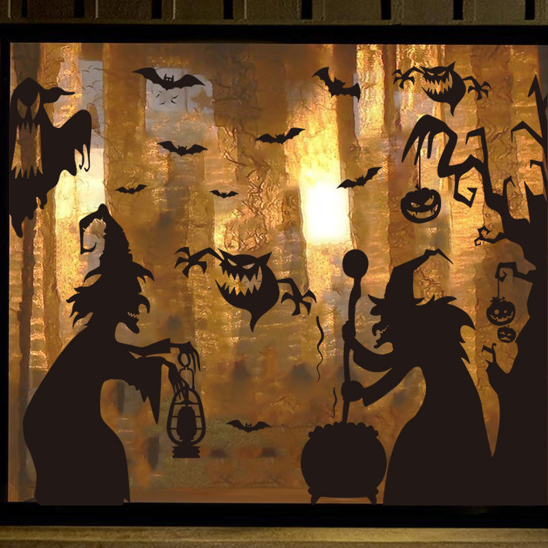 🎃 Halloween Stickers Ghost Witch Silhouette Party PVC Self-Adhesive Wall Decals 👻 Kawaii Stickers