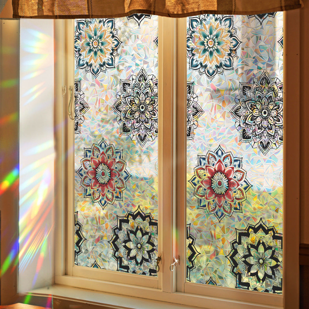 🌸 Holographic Mandala Flower Window Stickers – Colorful & Mindful Home Decor 🌸 Kawaii Stickers