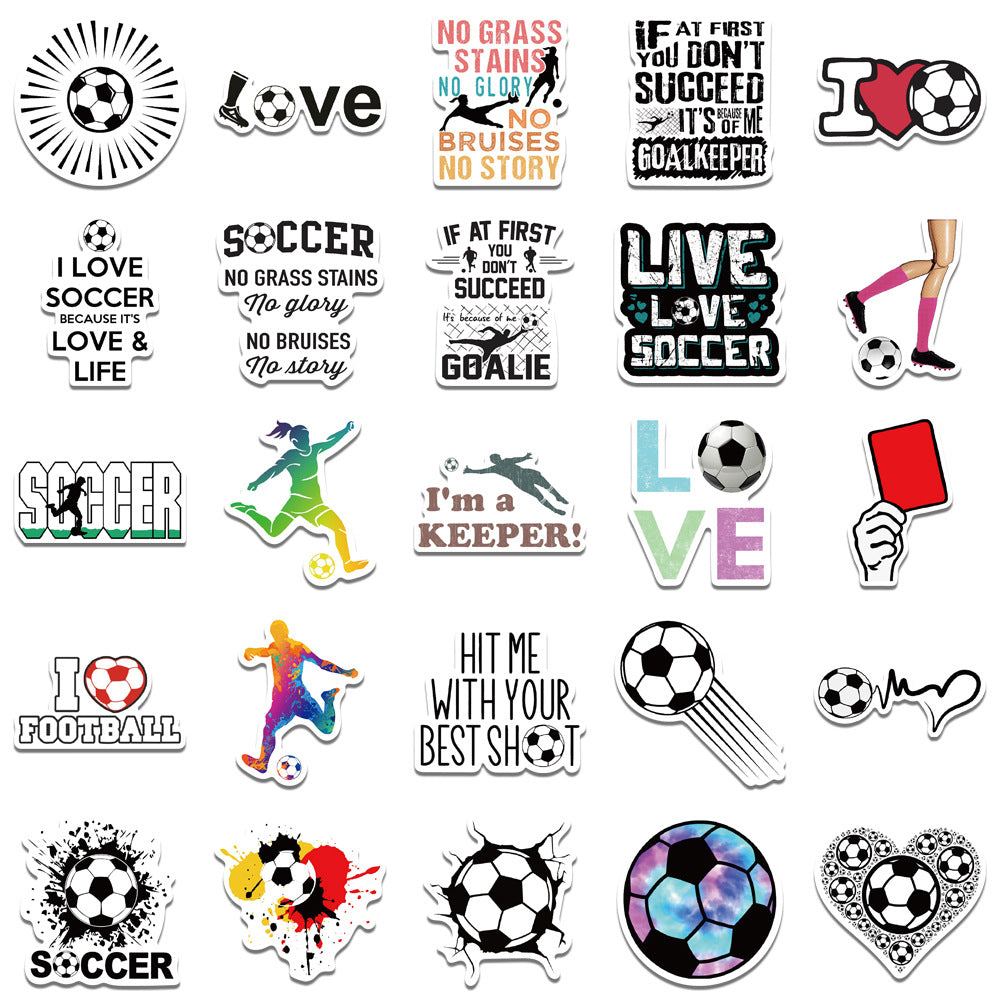 Football Stickers – 50Pcs Sport Designs – High-Definition Waterproof PVC – For Water Bottles, Laptops, Skateboards, Suitcases, Phones – Kawaii Stickers Kawaii Stickers