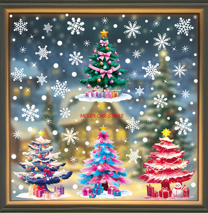🎄 Christmas Stickers – Holiday Decorations with Christmas Tree, Snowman & Snowflake Window Clings 🎅 Kawaii Stickers