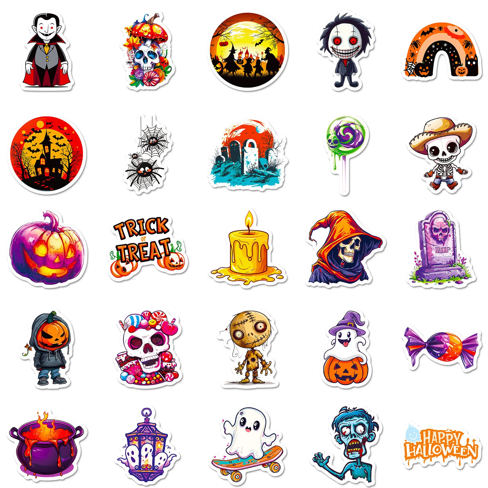 halloween stickers – Trick or Treat Ghost & Pumpkin DIY Decals 