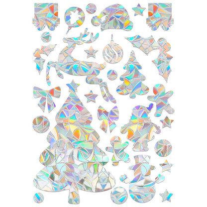 🎄 Holographic Snowflake Window Stickers – Christmas Reindeer & Festive Glass Decor ❄️✨ Kawaii Stickers