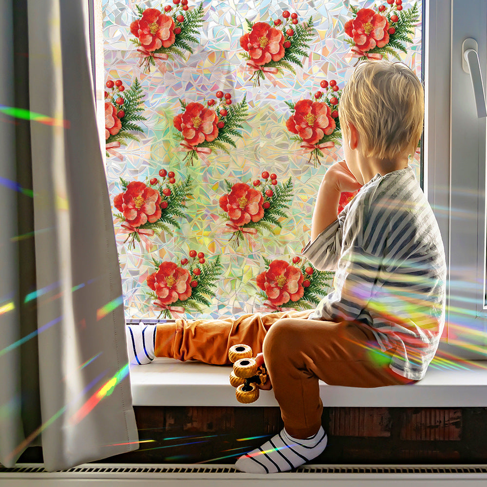 🌺 Holographic Red Flowers & Red Berries Window Stickers – Bright & Colorful 🌺 Kawaii Stickers