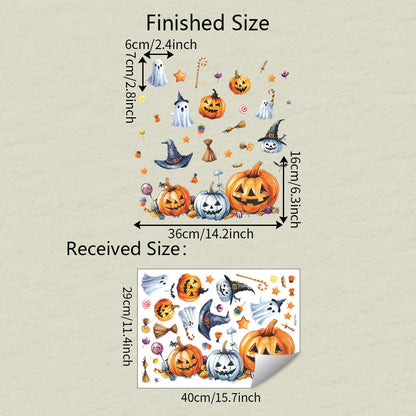 🎃👻 Cute Halloween Window Stickers – Static Cling Glass Decals with Pumpkins, Ghosts & Candy – Holiday Home Decor Kawaii Stickers