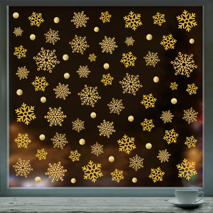 🎄 Yellow Snowflake Window Stickers – Festive Christmas Static Cling Glass Decor ❄️✨ Kawaii Stickers