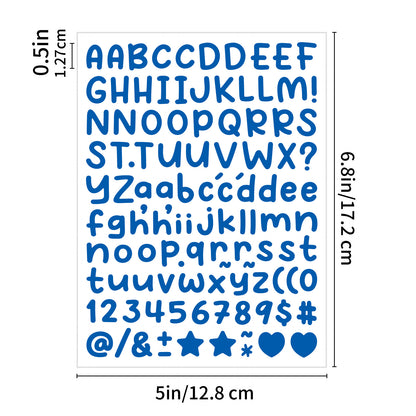 10PCS 0.5 Inch English Alphabet Stickers Small Size Decorative Scrapbook Letter Stickers Waterproof Stickers 0.5inch -Dark Blue(P254) Kawaii Stickers