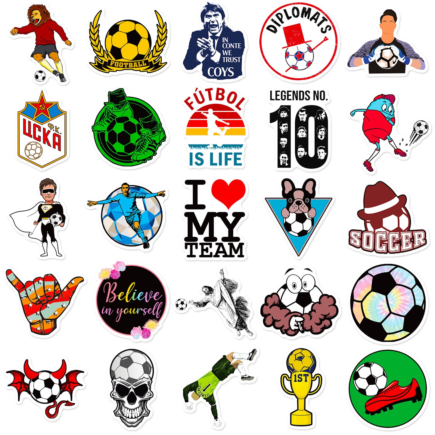 ⚽ 50Pcs Creative Football Stickers – Colorful Sports Life for 2025 Fans 🎨✨ Kawaii Stickers