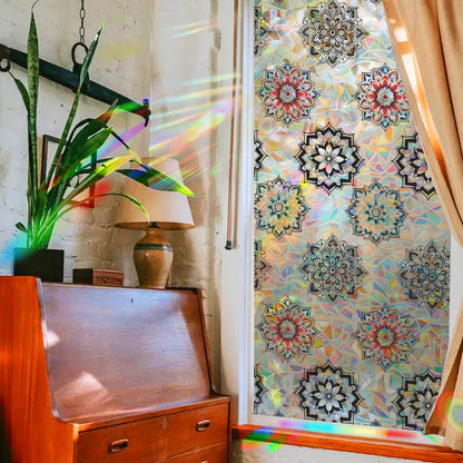 🌸 Holographic Mandala Flower Window Stickers – Colorful & Mindful Home Decor 🌸 Kawaii Stickers
