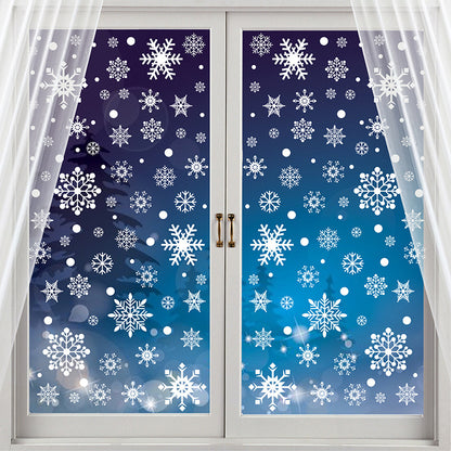 🎄 White & Blue Snowflake Window Stickers – Static Cling Christmas Window Decals for Holiday Decor 🎄 Kawaii Stickers