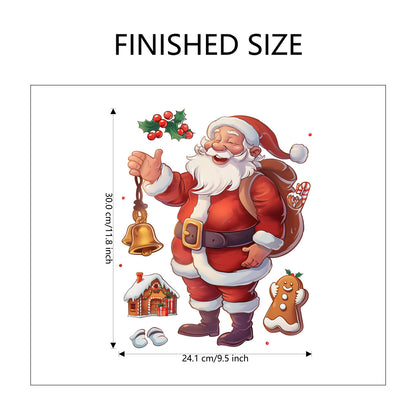 🎅 Large Cartoon Santa Claus Christmas Wall Stickers – Festive Reindeer & Christmas Tree Design 🎄✨ Kawaii Stickers