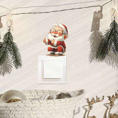 🎅 Thumbs-Up Santa Christmas Wall Stickers – Cute Self-Adhesive PVC Décor 🎄✨ Kawaii Stickers