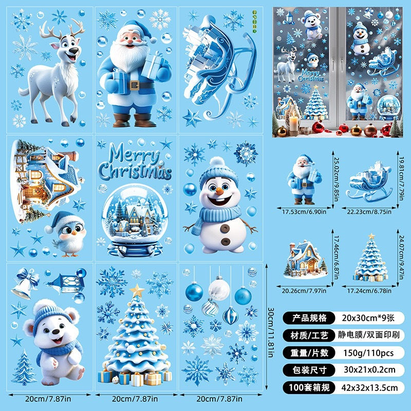 🎄 White & Blue Snowflake Window Stickers – Static Cling Christmas Window Decals for Holiday Decor 🎄 SD2322 Kawaii Stickers
