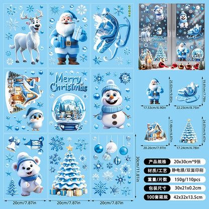 🎄 White & Blue Snowflake Window Stickers – Static Cling Christmas Window Decals for Holiday Decor 🎄 SD2322 Kawaii Stickers