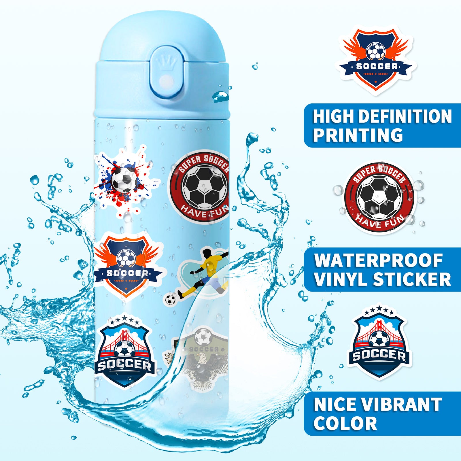 Football Stickers World Cup Series 50PCS – Premium Waterproof Decor🏆 Kawaii Stickers