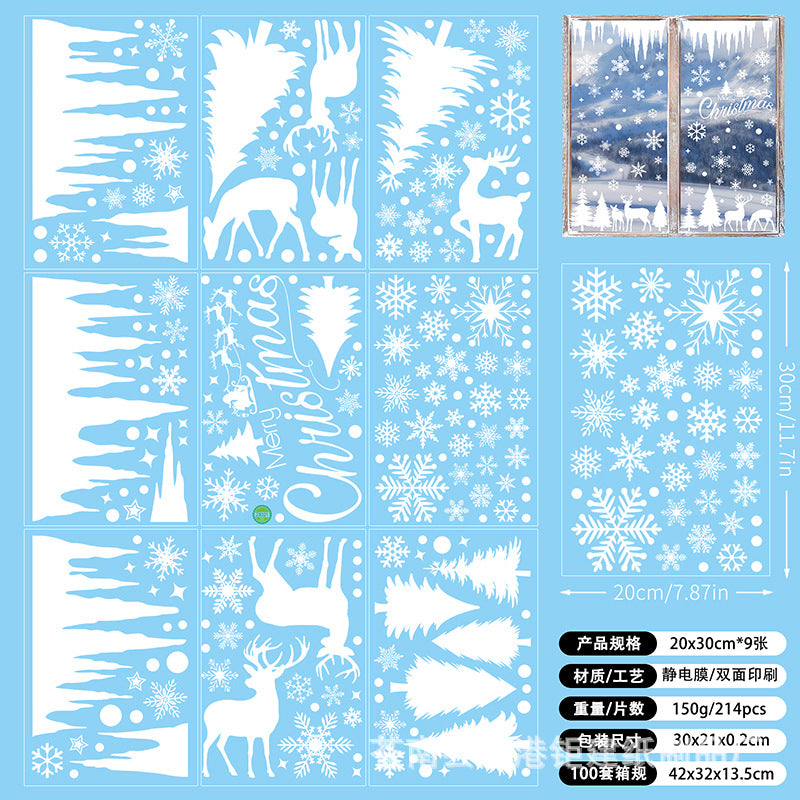 🎄 White & Blue Snowflake Window Stickers – Static Cling Christmas Window Decals for Holiday Decor 🎄 Kawaii Stickers