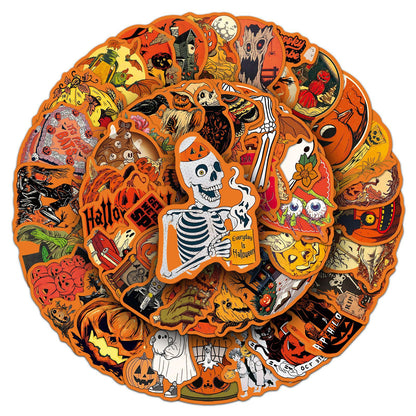 🎃 50 Pcs Vintage Halloween Stickers – Pumpkin Festival Decoration for Phone & Laptop 🎃✨ Kawaii Stickers