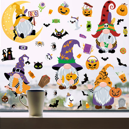 🎃✨ Latest Halloween Window Stickers – Static-Cling Glass Decals with Pumpkins, Bats, Ghosts & Gnomes – Double-Sided Party Decorations Kawaii Stickers