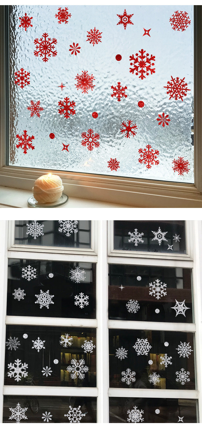 🎄 Christmas Decoration Snowflake Santa Tree Ornaments Window Stickers – Static Cling Glass Decals 🎅❄️