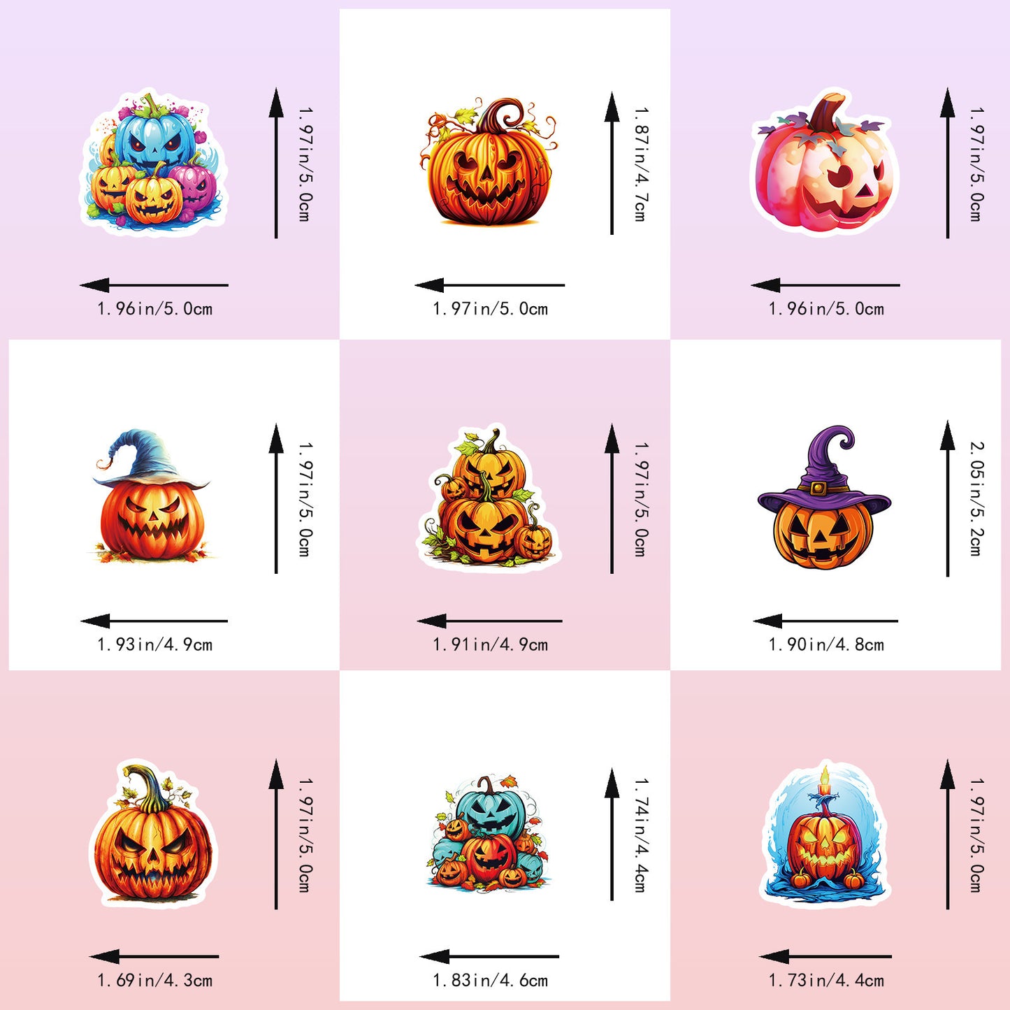 Halloween Stickers – 50pcs Pumpkin Halloween Stickers Set 🎃