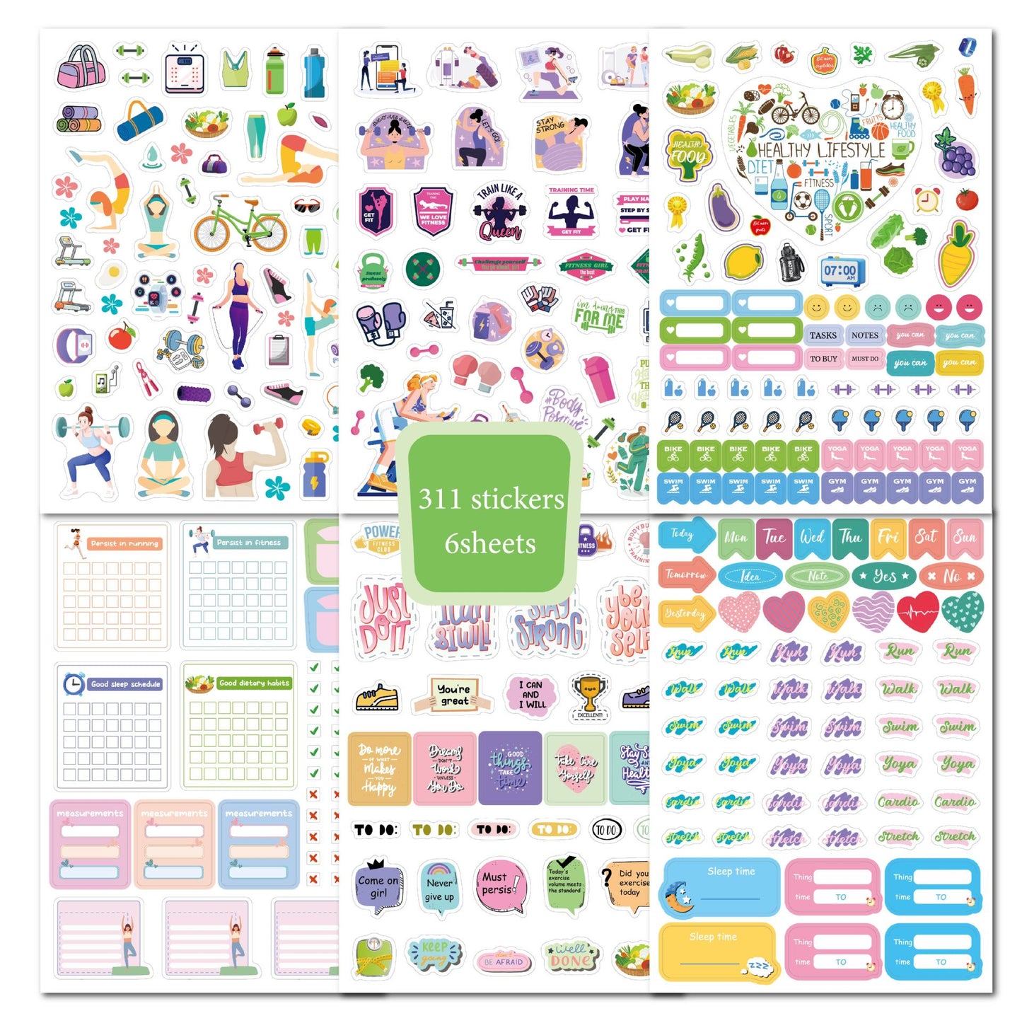 Planner Stickers - Fitness Stickers for Planners, Notes, Memos, and Calendar Stickers