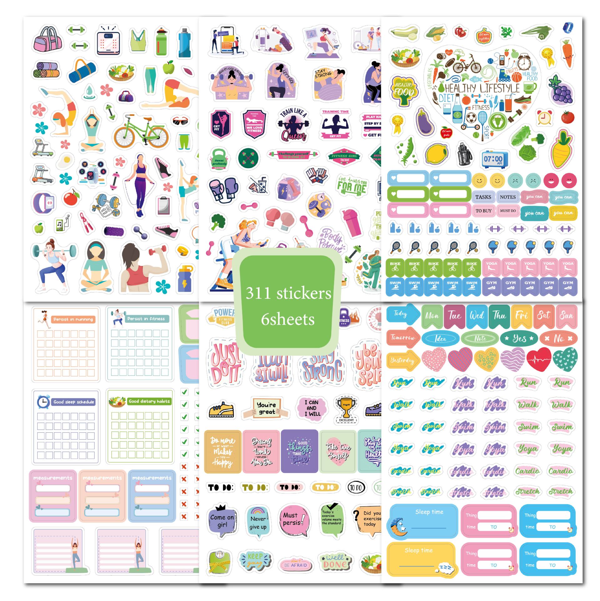 Planner Stickers - Fitness Stickers for Planners, Notes, Memos, and Calendar Stickers