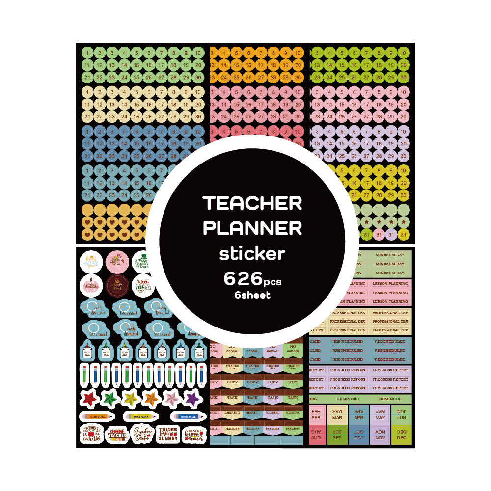 Teacher Planner Stickers – 6 Sheets, 626pcs
