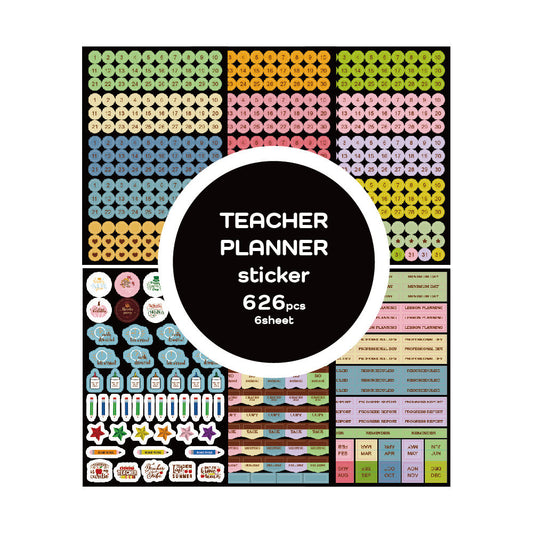 Teacher Planner Stickers – 6 Sheets, 626pcs