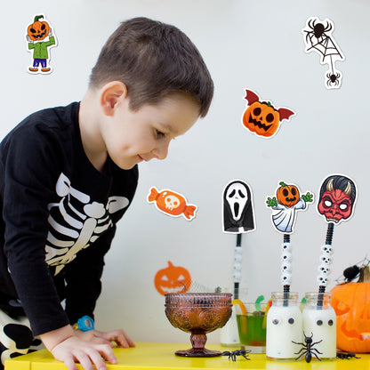 🕸️ Halloween Stickers Cartoon Graffiti Holographic Vinyl Set – 50PCS 🎃👻✨ Kawaii Stickers