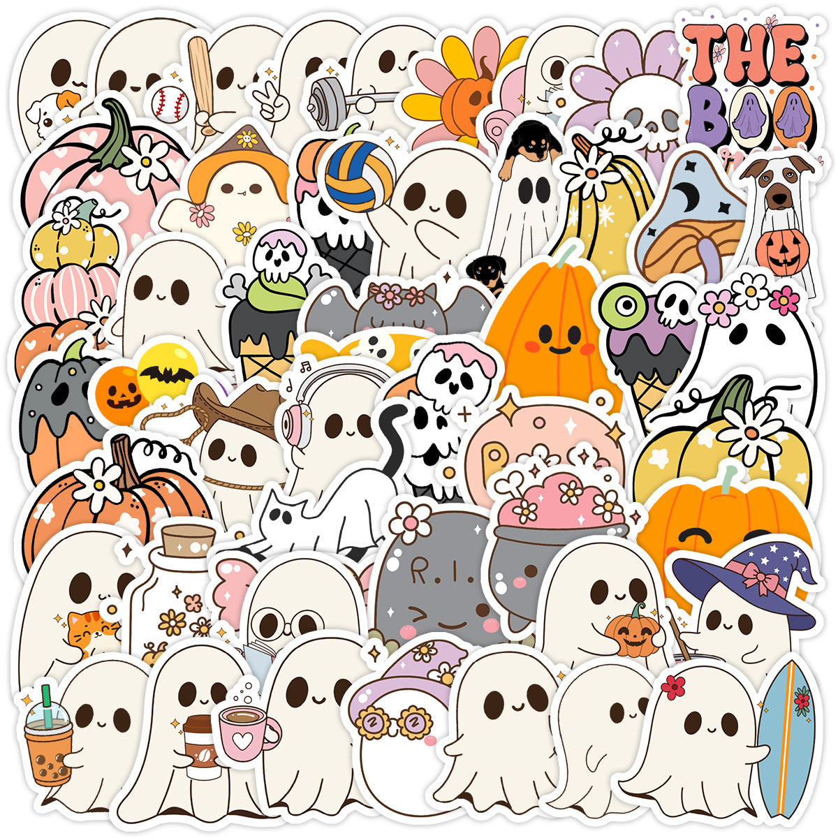 Halloween Stickers 50pcs Funny Ghosts for DIY  Decor