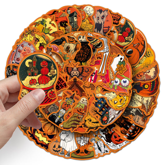 🎃 50 Pcs Vintage Halloween Stickers – Holiday Decoration for Journals & Luggage Kawaii Stickers