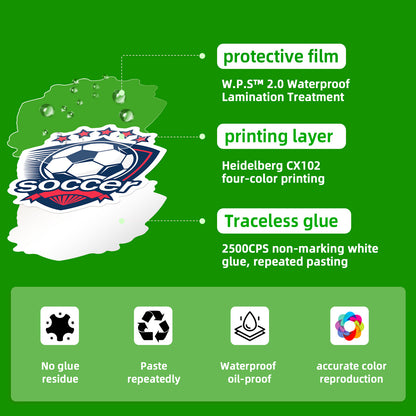 🌟 50PCS Green Soccer Stickers – Kids Football Decals Waterproof Laptop, Water Bottle & iPhone Stickers 2025 ⚽🎨 Kawaii Stickers