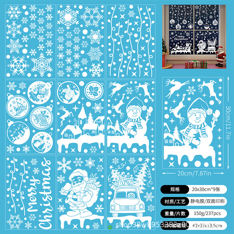 🎄 White & Blue Snowflake Window Stickers – Static Cling Christmas Window Decals for Holiday Decor 🎄 Kawaii Stickers