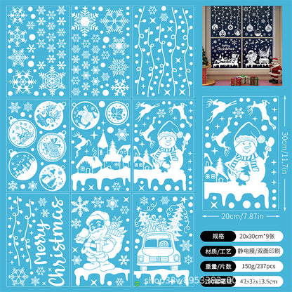 🎄 White & Blue Snowflake Window Stickers – Static Cling Christmas Window Decals for Holiday Decor 🎄 Kawaii Stickers