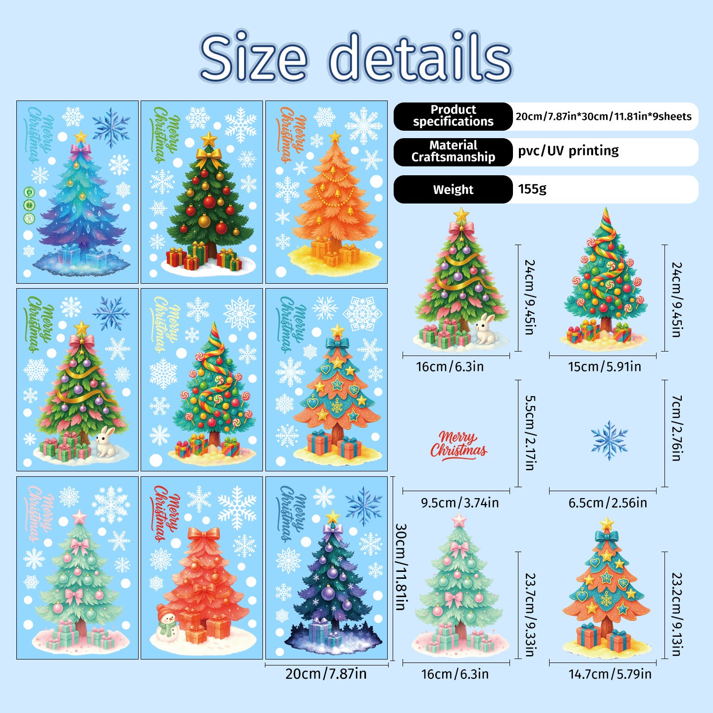 Christmas Tree Stickers – Reusable Static PVC Decal