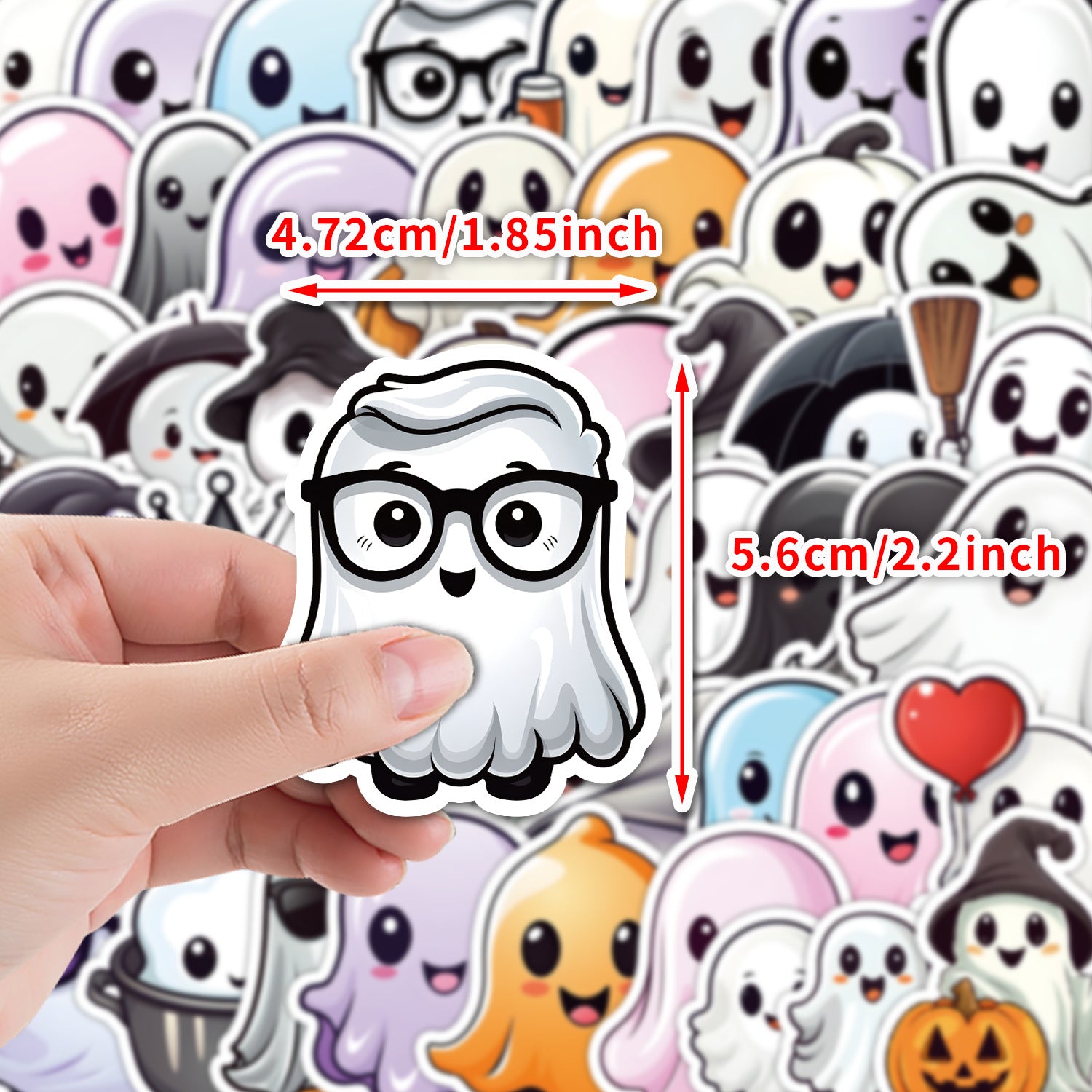 🎃 50pcs Cute Halloween Stickers – Ghost & Pumpkin Waterproof Vinyl Decals for Laptop, Skateboard, Water Bottle ghost stickers Kawaii Stickers