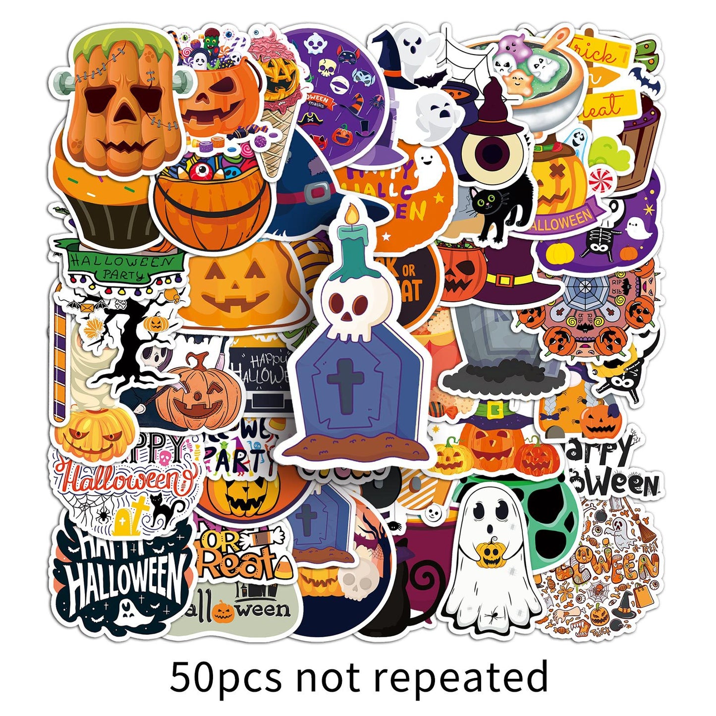 🎃 50PCS Halloween Stickers – Spooky Graffiti Waterproof PVC Stickers for Laptop, Luggage, Phone & More 👻 Halloween stickers-1313 Kawaii Stickers