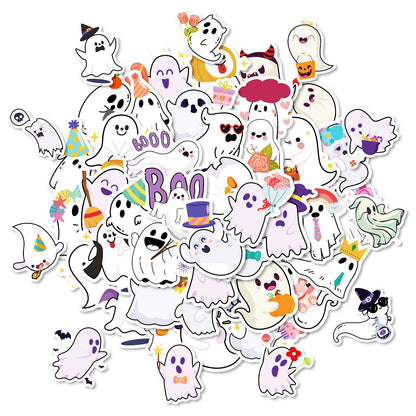 🎃 Halloween Stickers – 50pcs Cute Ghost Doodle Halloween Stickers Set
