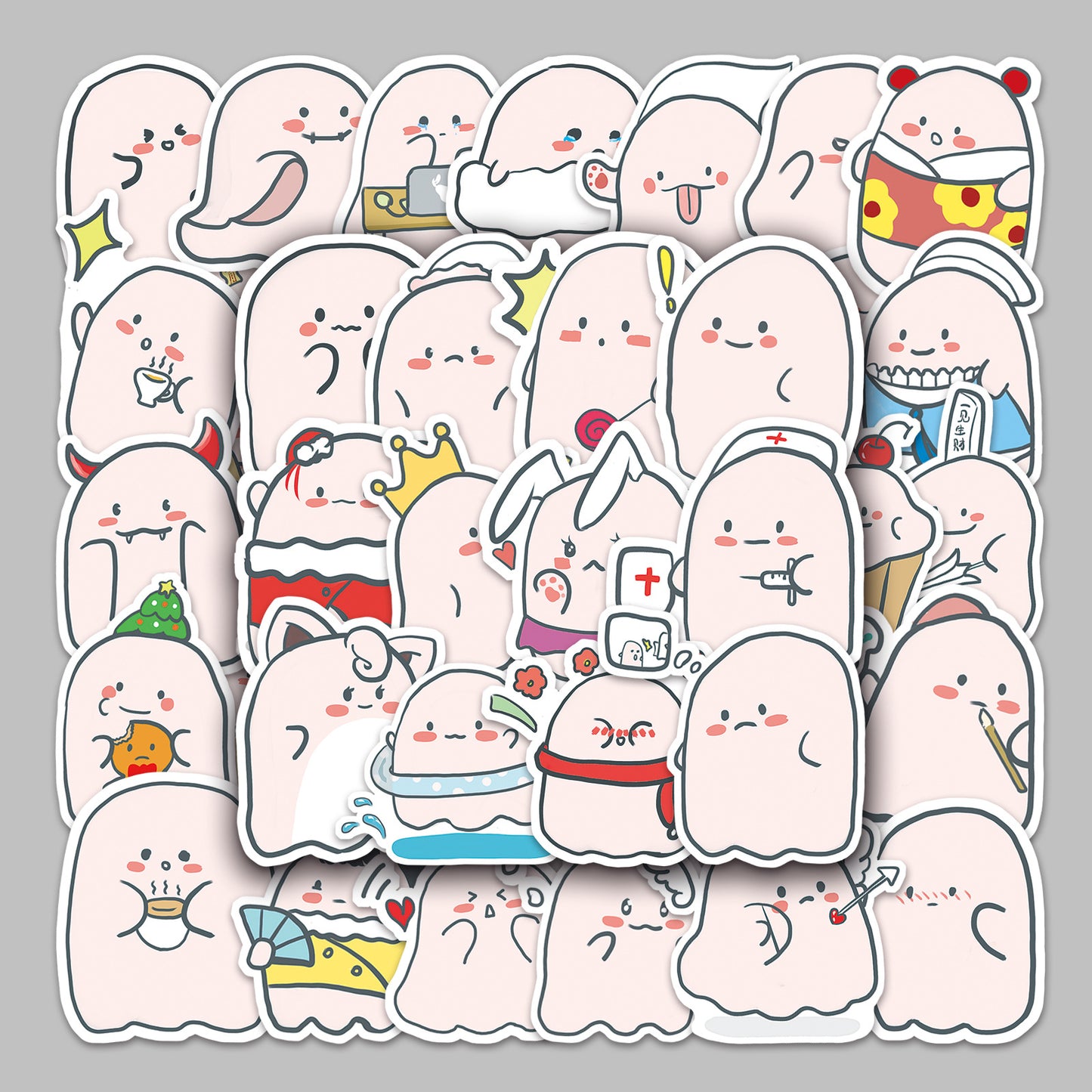 Halloween Stickers  Cute Ghost Graffiti Halloween Sticker (50pcs)
