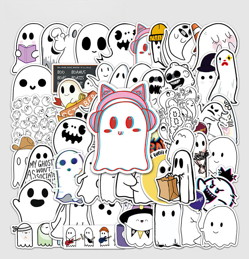 Halloween Stickers – Minimal Ghost Graffiti Decal Set(50pcs)