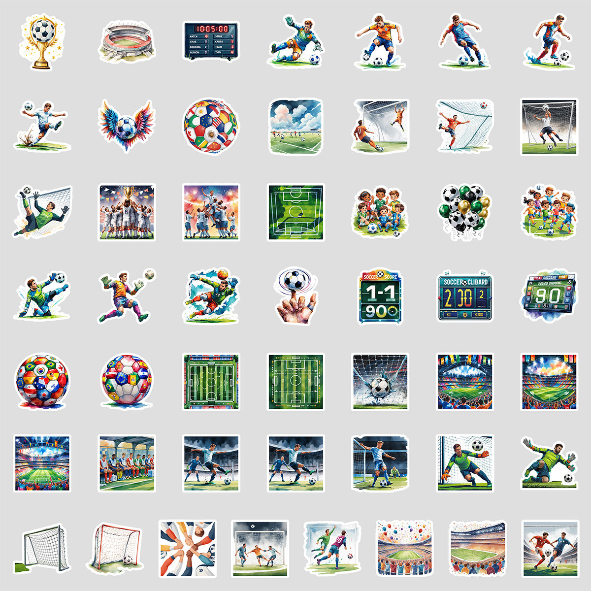 Football Stickers – 50Pcs Sport Designs – High-Definition Waterproof PVC – For Water Bottles, Laptops, Skateboards, Suitcases, Phones – Kawaii Stickers Kawaii Stickers