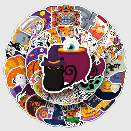 🎃 50PCS Halloween Stickers – Spooky Graffiti Waterproof PVC Stickers for Laptop, Luggage, Phone & More 👻 Kawaii Stickers