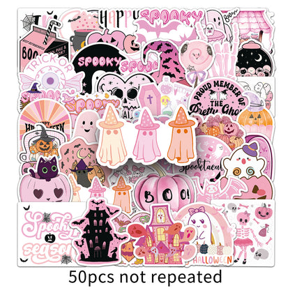 Halloween Stickers | 50pcs Pink Halloween Cute Sticker Set for DIY & Decoration