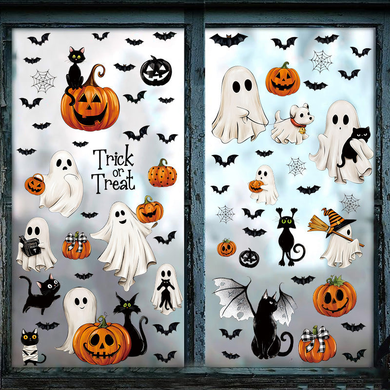 🎃 Cute Halloween Pumpkin Window Stickers – Autumn Glass Décor PVC Self-Adhesive Kawaii Stickers