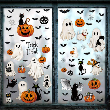 🎃 Cute Halloween Pumpkin Window Stickers – Autumn Glass Décor PVC Self-Adhesive Kawaii Stickers
