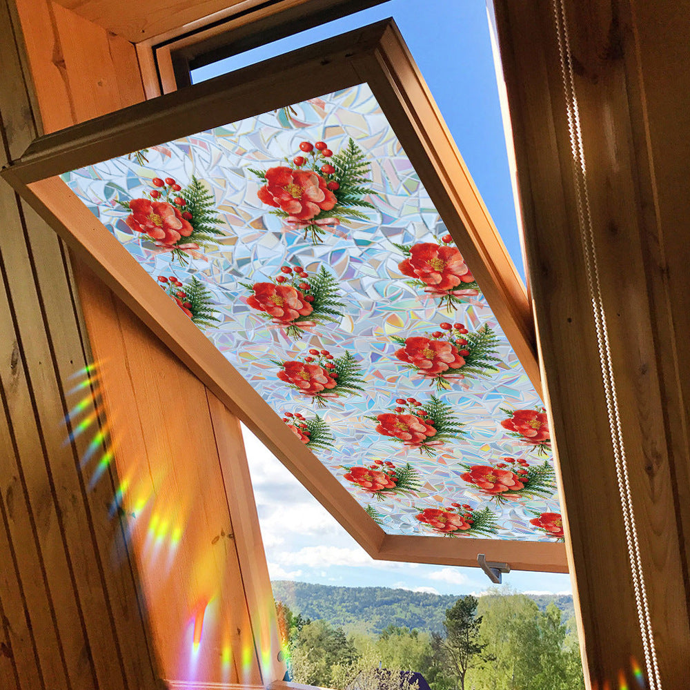 🌺 Holographic Red Flowers & Red Berries Window Stickers – Bright & Colorful 🌺 Kawaii Stickers