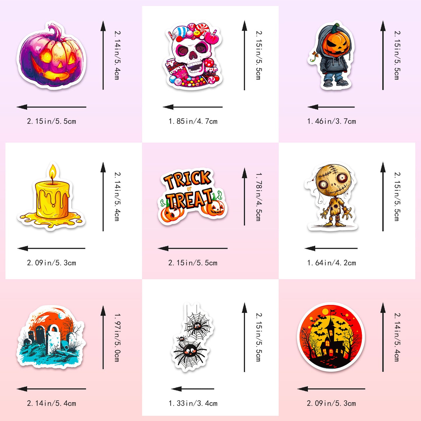 🎃👻 50 Pcs Halloween Stickers – Spooky Trick or Treat DIY Stickers for Cup, Laptop, Notebook, Luggage 👻🎃 Kawaii Stickers