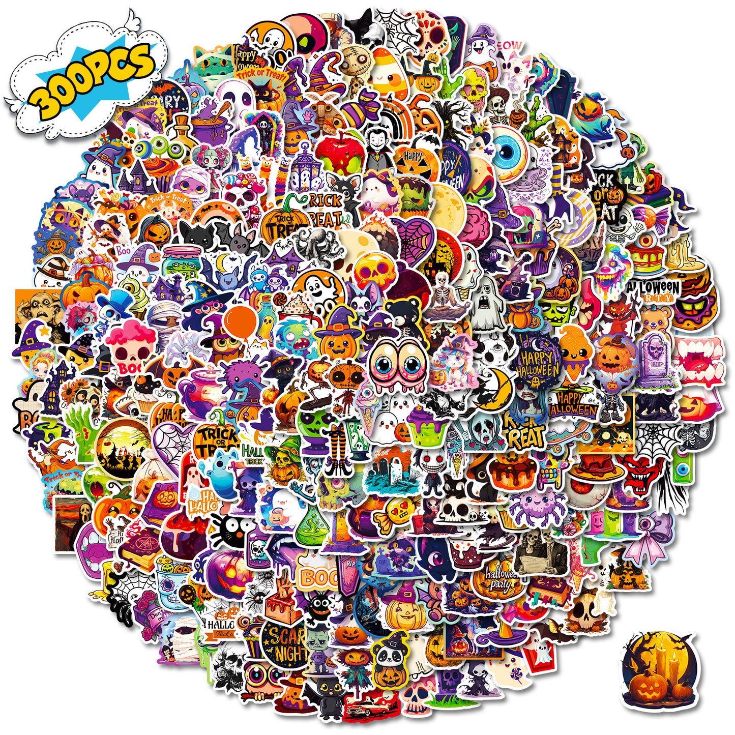 Halloween Stickers – 300PCS Spooky Reaper Pumpkin Sticker Pack